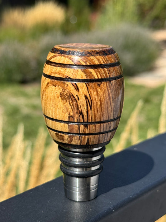 #176 - Spalted Holm Oak Barrel Whiskey Bottle Stopper