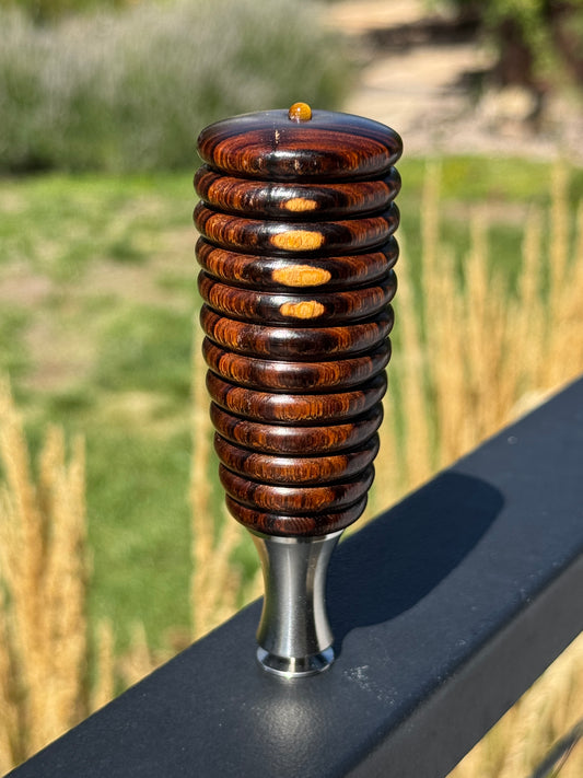 #183 - Beaded Mexican Ebony (Katalox) Tab Pull with Tiger Eye Cabochon