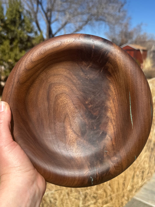 #69 Walnut Pillow Platter with Turquoise Inlay