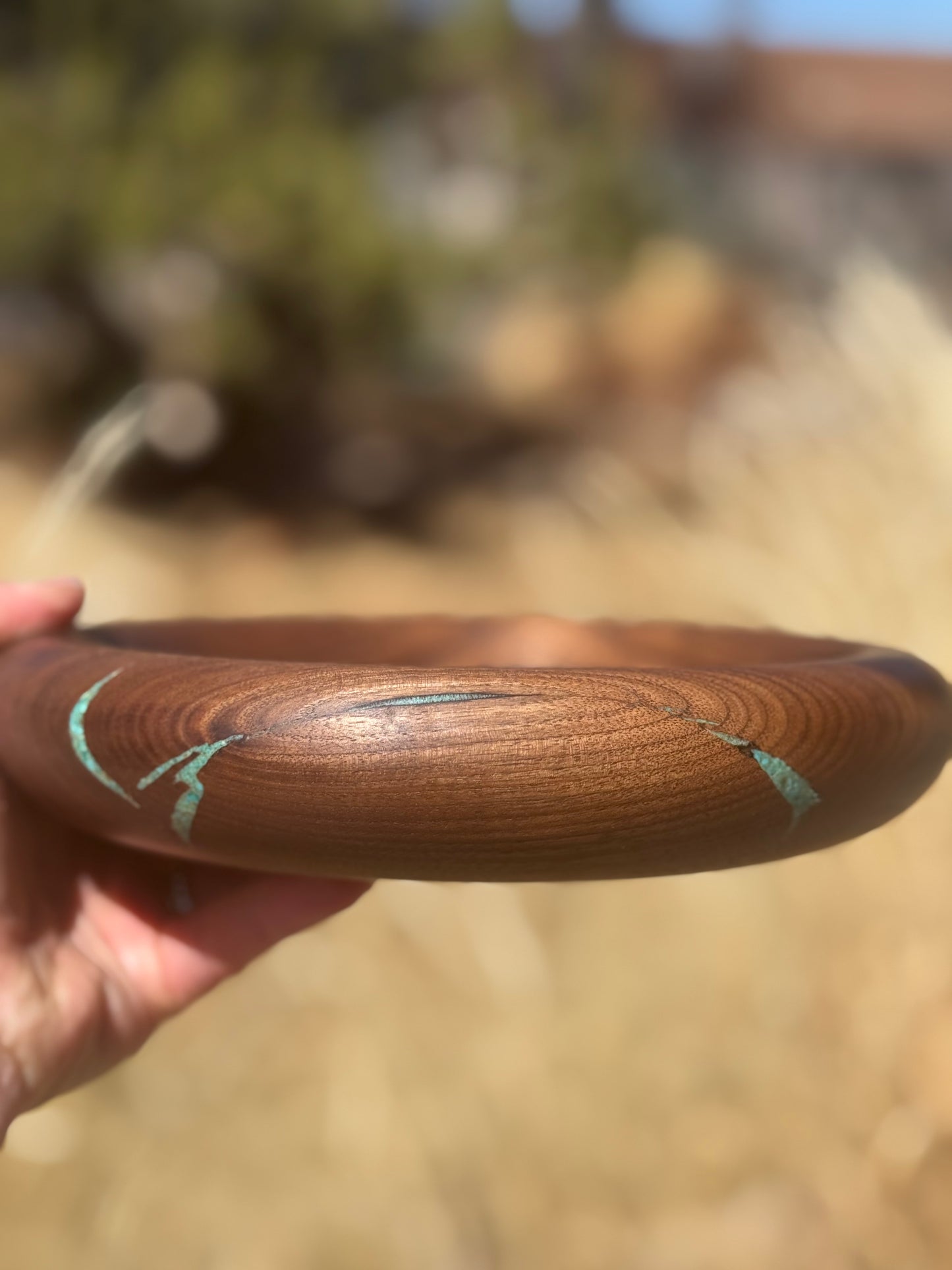 #69 Walnut Pillow Platter with Turquoise Inlay