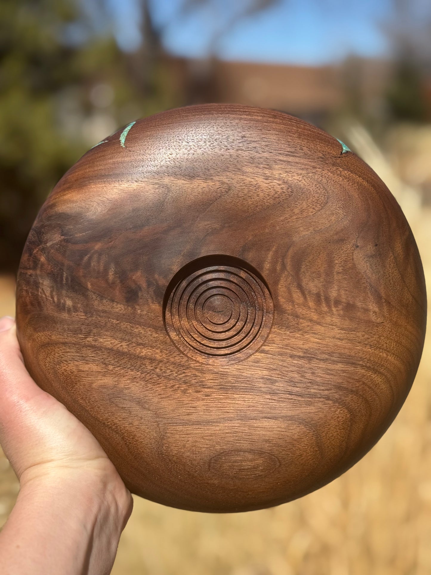 #69 Walnut Pillow Platter with Turquoise Inlay