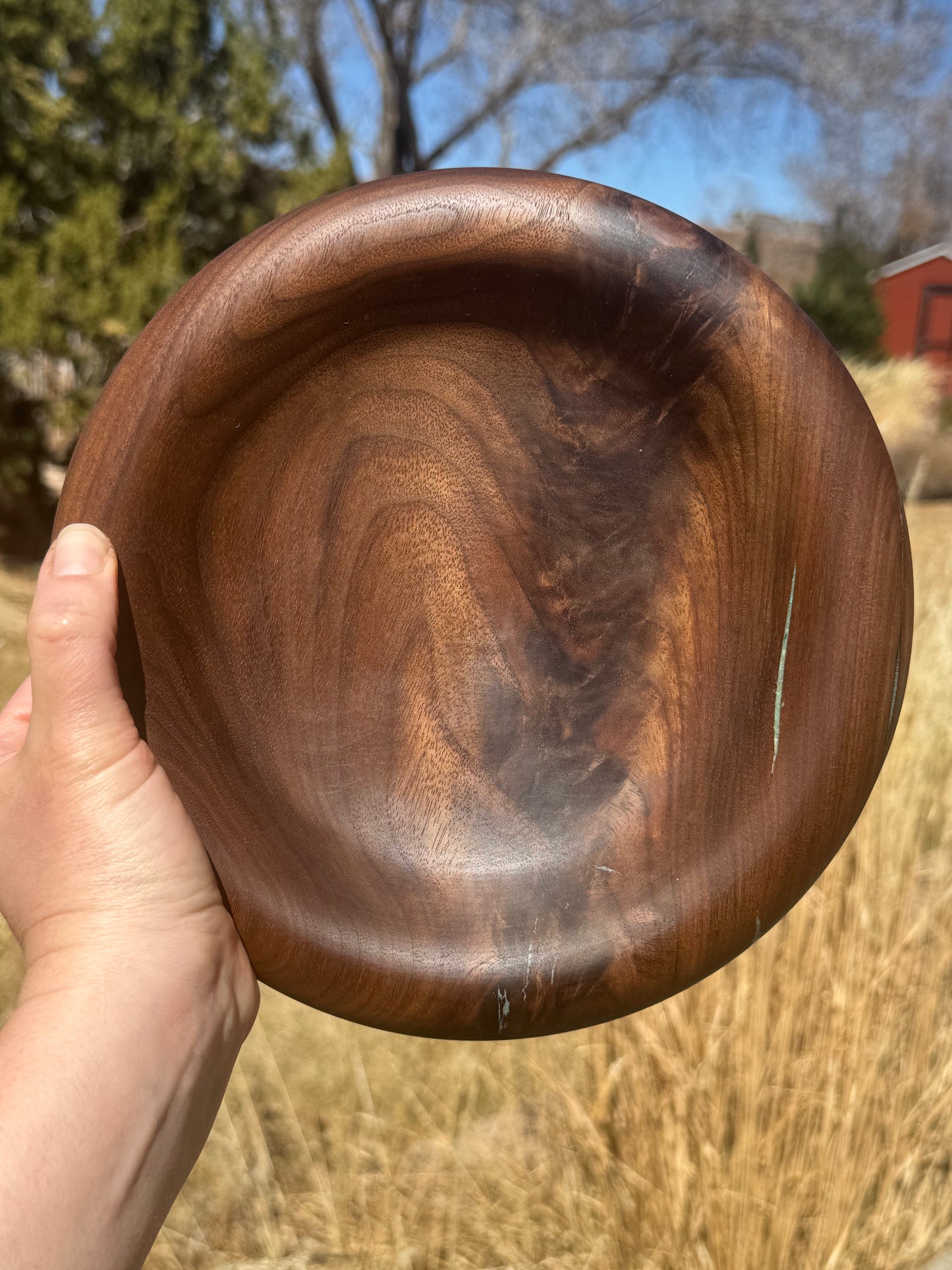 #69 Walnut Pillow Platter with Turquoise Inlay