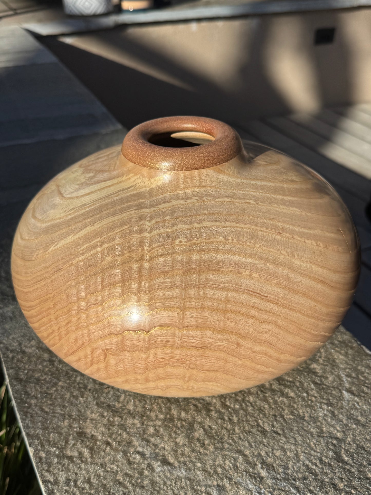 #80 Ash Vessel with Sapele Collar and Base