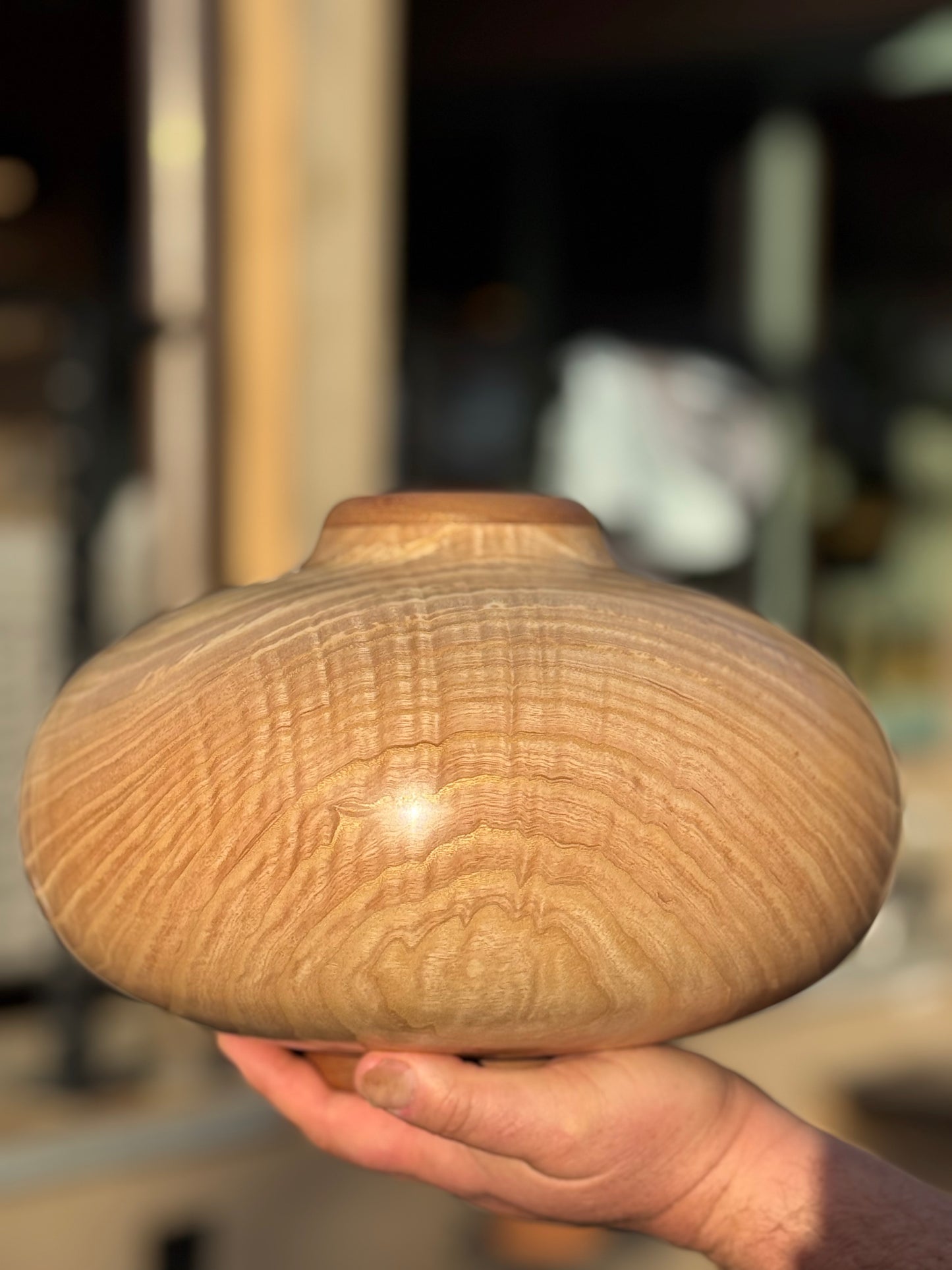 #80 Ash Vessel with Sapele Collar and Base