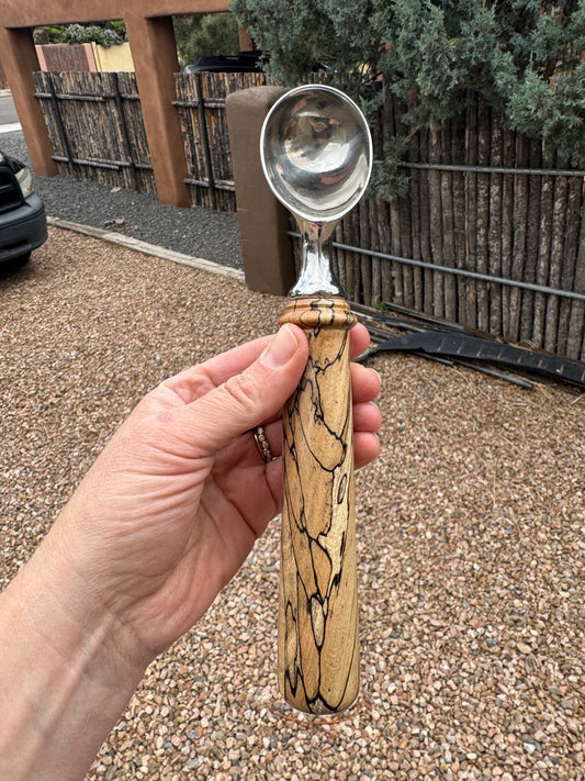 #74 Spalted Beech Ice Cream Scoop with Coral Cabochon