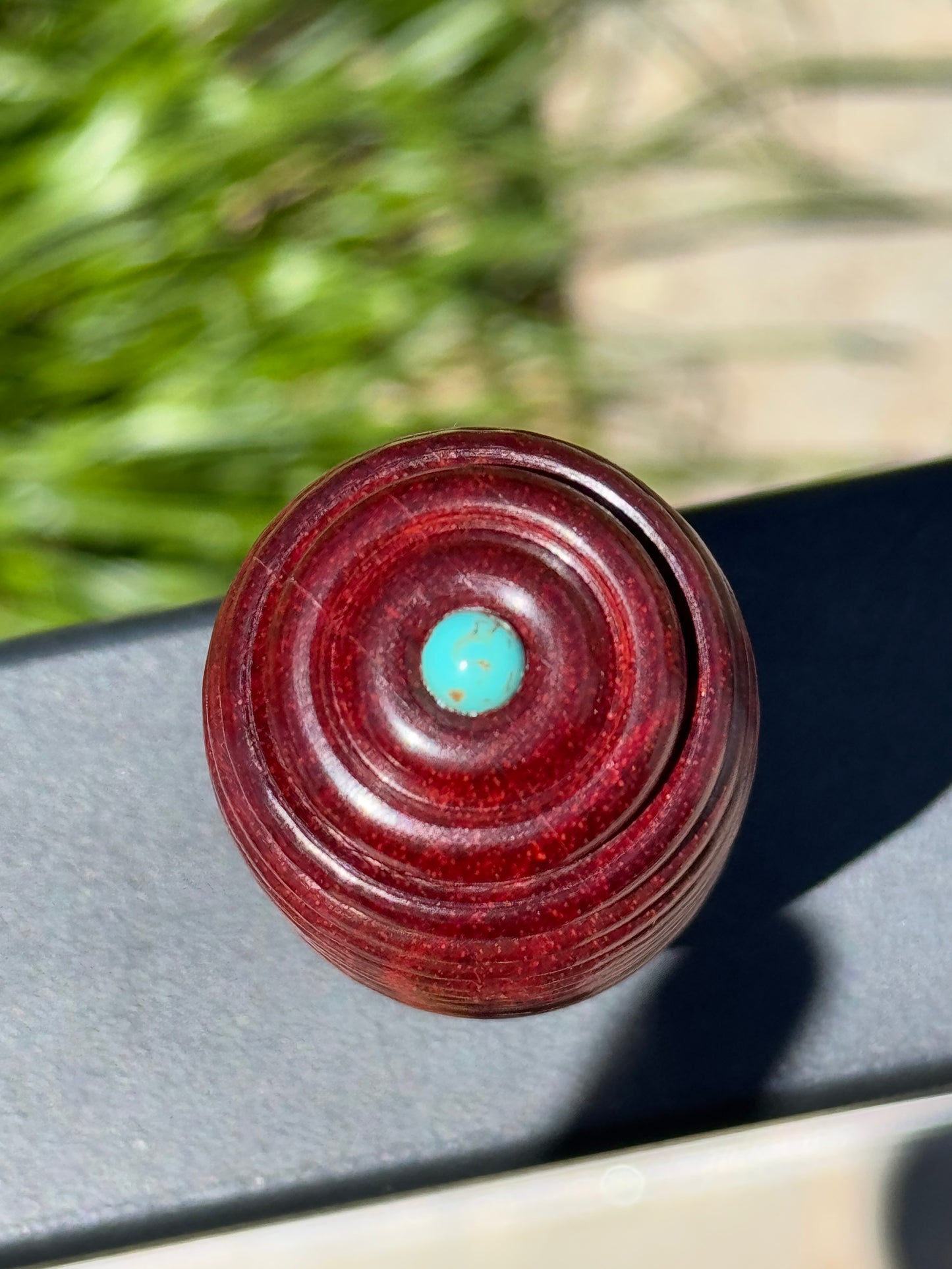 #75 Beaded Bloodwood Bottle Opener with Turquoise Cabochon