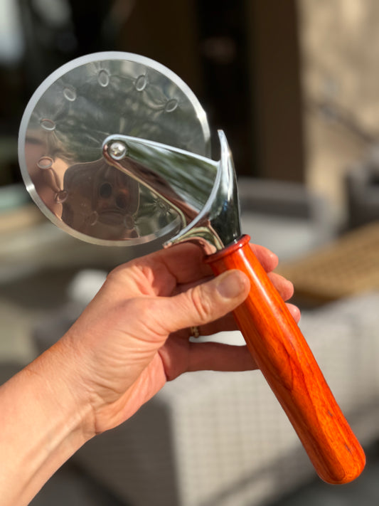 #77 Padauk Pizza Cutter with Turquoise Cabochon