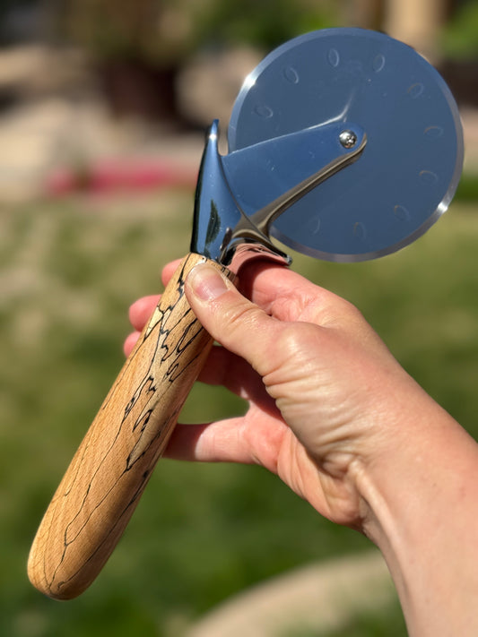 #88 - Spalted Beech Pizza Cutter with Turquoise Cabochon