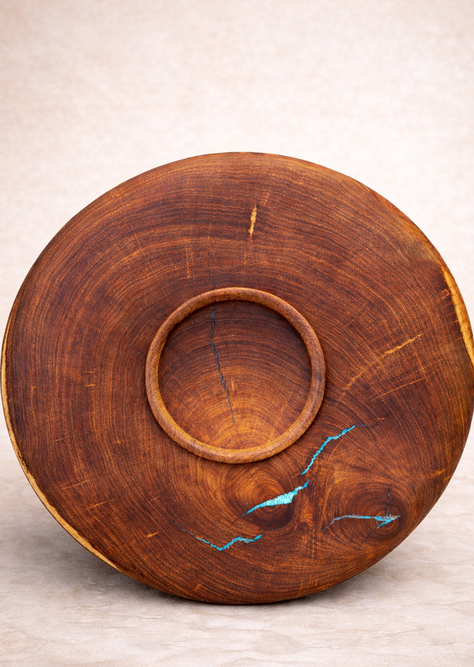 #195 - XL Beaded Velvet Mesquite Platter with Turquoise Inlay