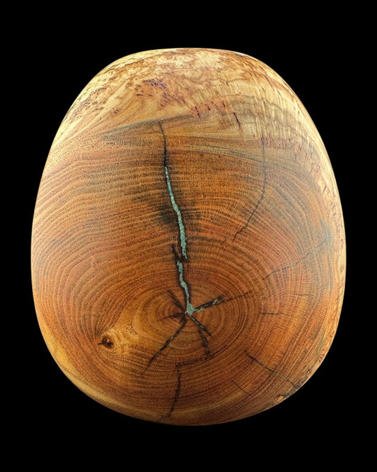 #72 Honey Locust Burl Vessel with Kingman Turquoise Inlay