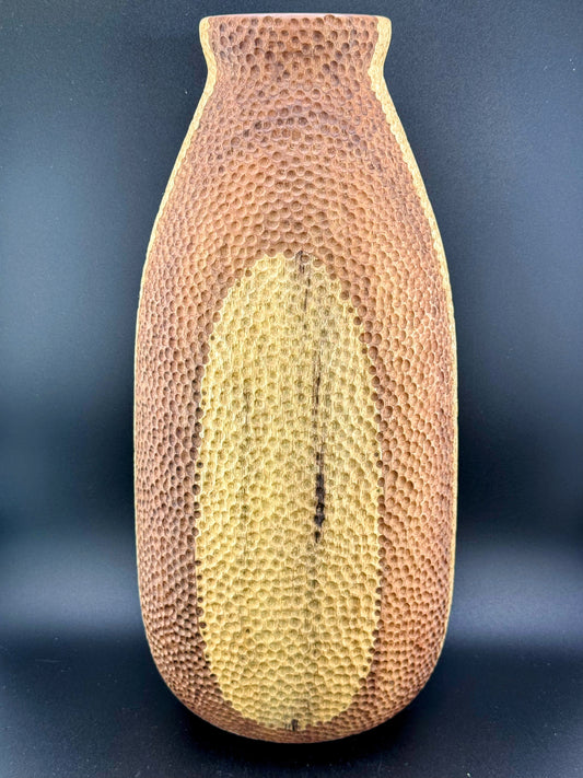 #23 Tall Walnut and White Limba Dimpled Vase