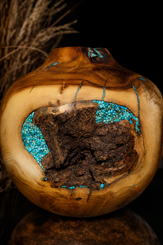 #198 - Mulberry "4 Seasons" Vessel with Kingman Turquoise Inlay